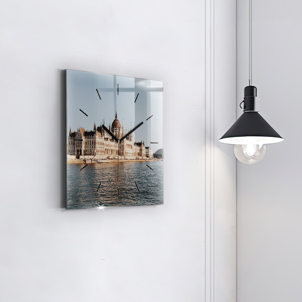 Wanduhr quadratisch mit motiv Das Parlament in Budapest