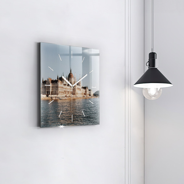 Wanduhr quadratisch mit motiv Das Parlament in Budapest