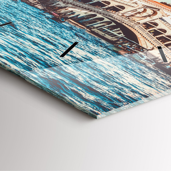 Wanduhr quadratisch mit motiv Rialto-Brücke in Venedig