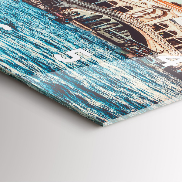 Wanduhr quadratisch mit motiv Rialto-Brücke in Venedig