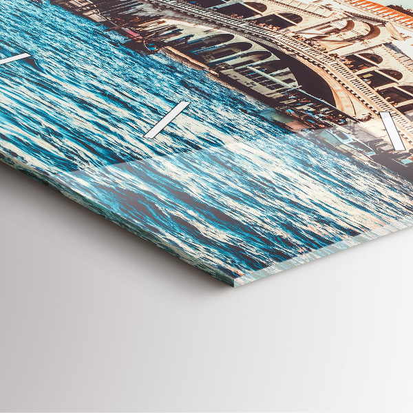 Wanduhr quadratisch mit motiv Rialto-Brücke in Venedig