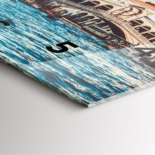 Wanduhr quadratisch mit motiv Rialto-Brücke in Venedig