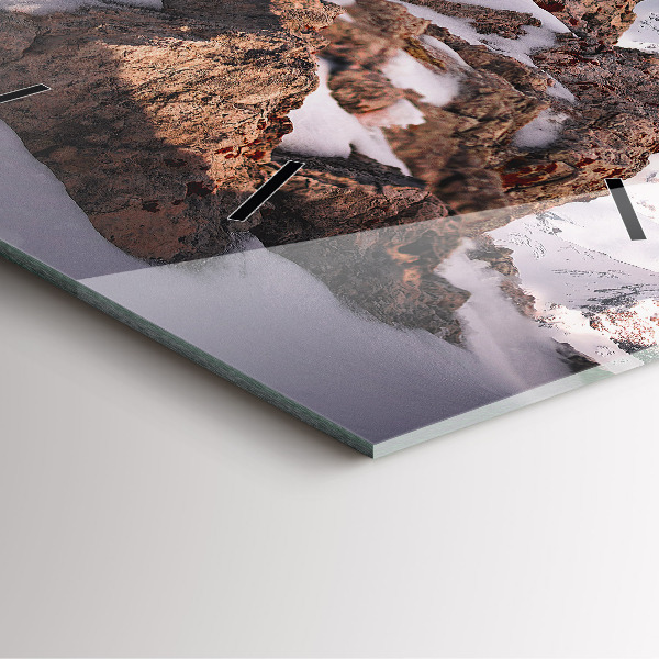 Wanduhr modern quadratisch Berg mit Schnee bedeckt