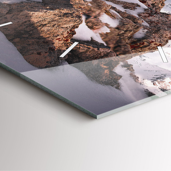 Wanduhr modern quadratisch Berg mit Schnee bedeckt