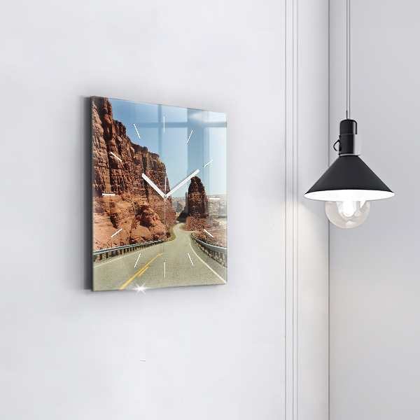 Wanduhr quadratisch Die Route 66 in den USA