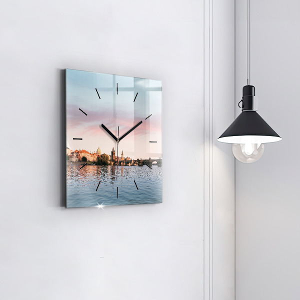 Wanduhr modern quadratisch Karlsbrücke in Prag