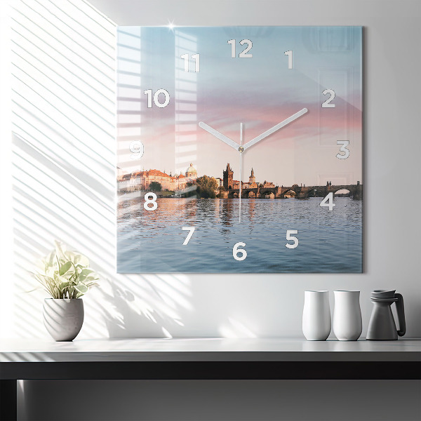 Wanduhr modern quadratisch Karlsbrücke in Prag