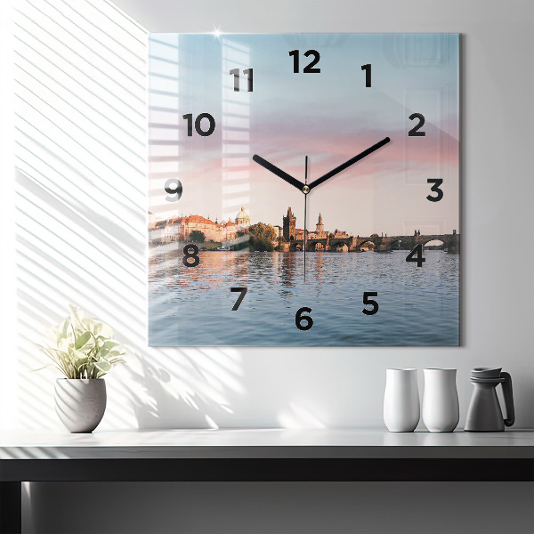 Wanduhr modern quadratisch Karlsbrücke in Prag
