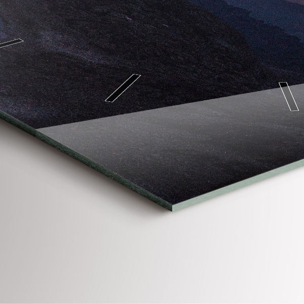 Wanduhr quadratisch Berge bei Sonnenuntergang