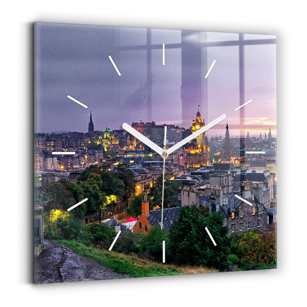 Wanduhr modern quadratisch Edinburgh vom Calton Hill aus