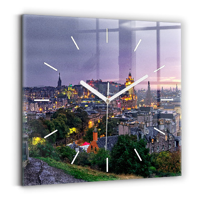 Wanduhr modern quadratisch Edinburgh vom Calton Hill aus