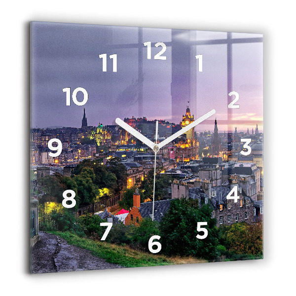 Wanduhr modern quadratisch Edinburgh vom Calton Hill aus