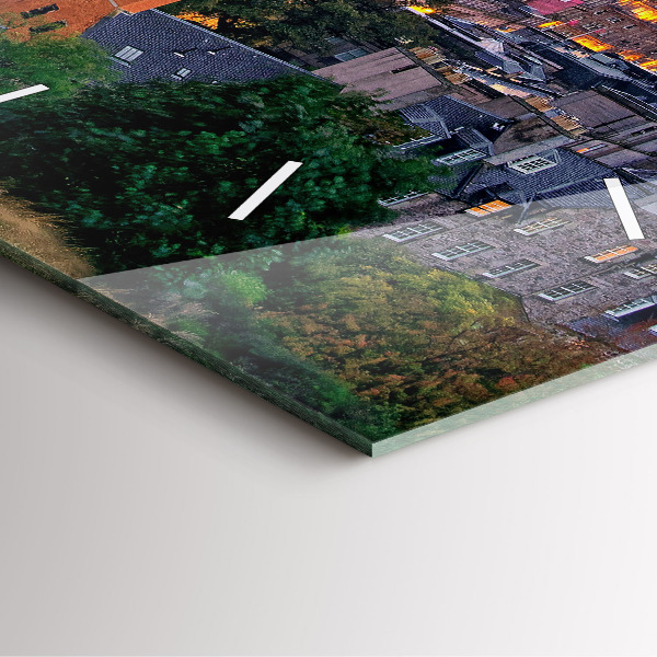 Wanduhr modern quadratisch Edinburgh vom Calton Hill aus