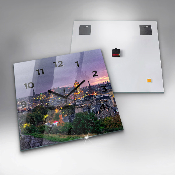 Wanduhr modern quadratisch Edinburgh vom Calton Hill aus