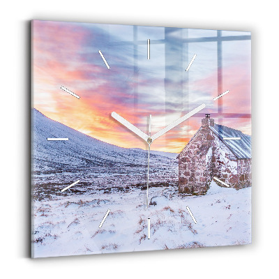 Wanduhr modern quadratisch Hütte in den Bergen