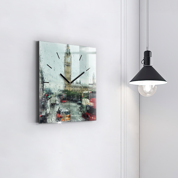 Wanduhr quadratisch Verregnetes London