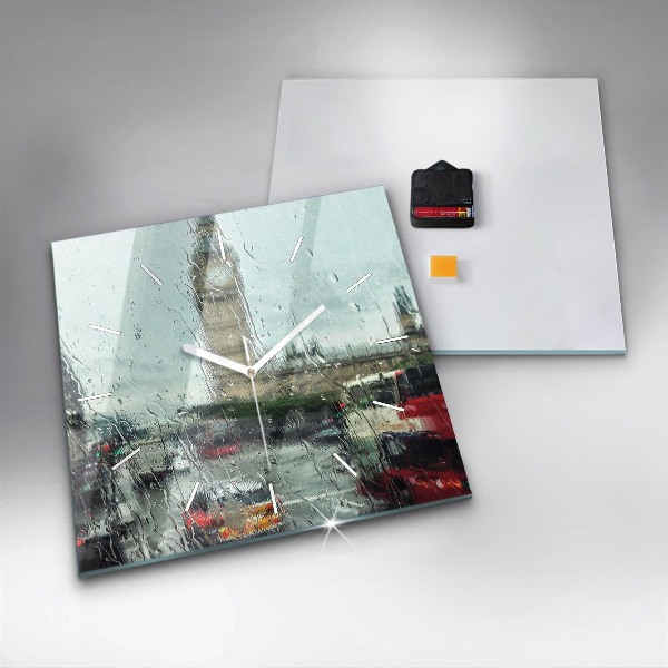 Wanduhr quadratisch Verregnetes London