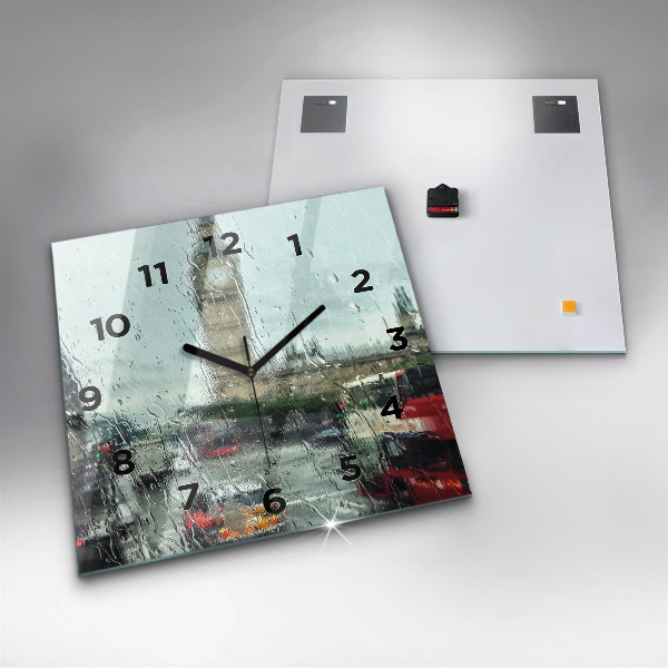 Wanduhr quadratisch Verregnetes London