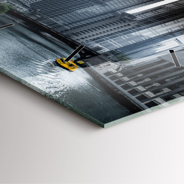 Wanduhr modern quadratisch Boot mit Panoramablick auf die Stadt