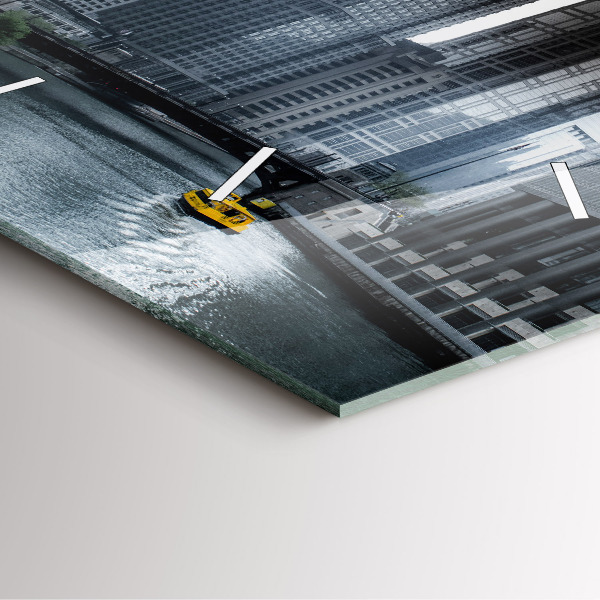 Wanduhr modern quadratisch Boot mit Panoramablick auf die Stadt