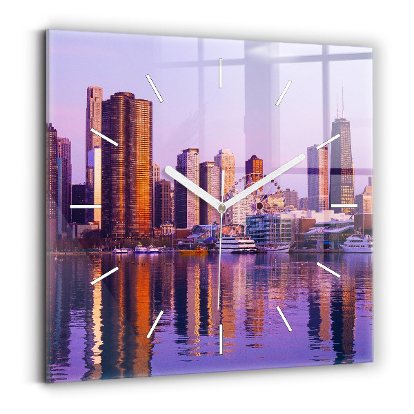 Wanduhr quadratisch Blick auf US-Wolkenkratzer