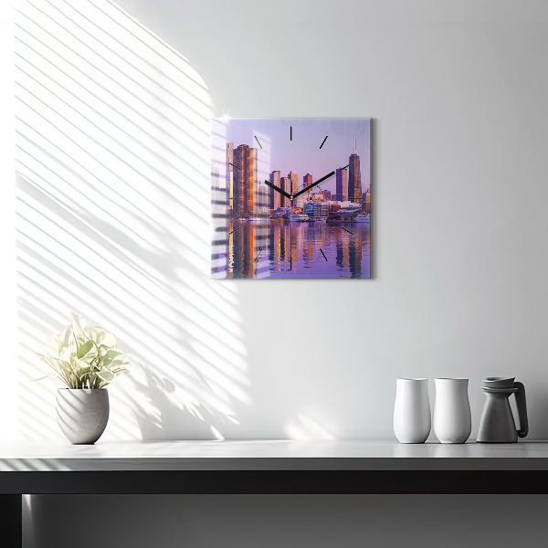 Wanduhr quadratisch Blick auf US-Wolkenkratzer