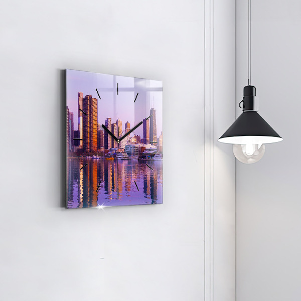 Wanduhr quadratisch Blick auf US-Wolkenkratzer