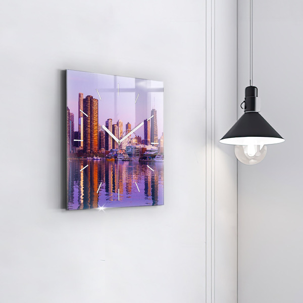 Wanduhr quadratisch Blick auf US-Wolkenkratzer