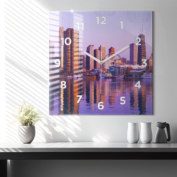 Wanduhr quadratisch Blick auf US-Wolkenkratzer