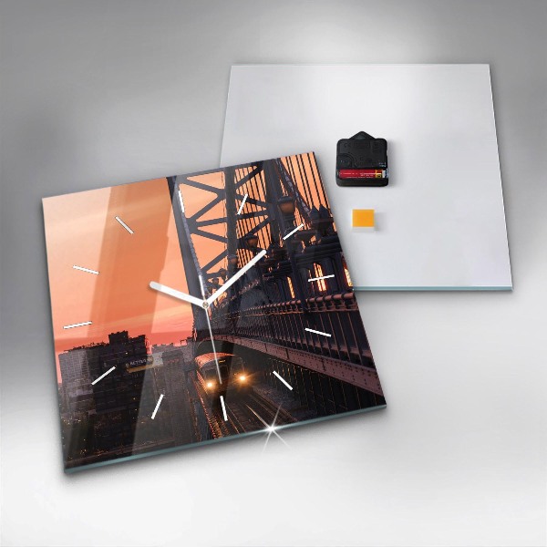 Wanduhr modern quadratisch Benjamin-Franklin-Brücke