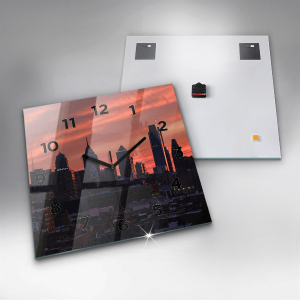 Wanduhr quadratisch mit motiv Skyline von Philadelphia