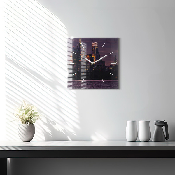 Wanduhr quadratisch mit motiv Philadelphia Stadtpanorama