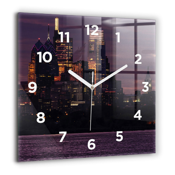 Wanduhr quadratisch mit motiv Philadelphia Stadtpanorama