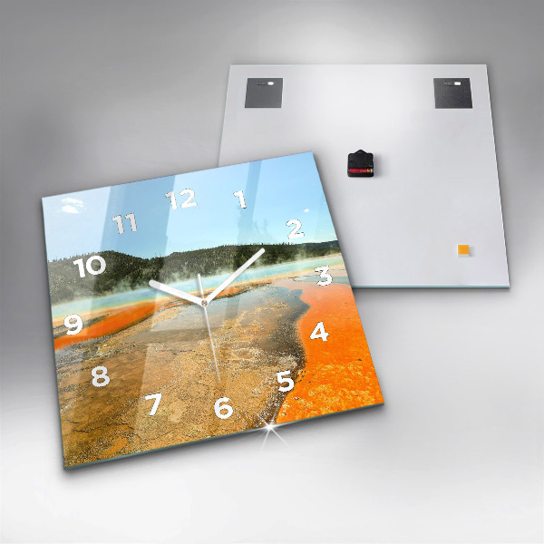 Wanduhr quadratisch mit motiv See mit Bergen
