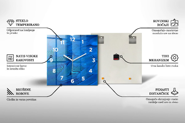 Wanduhr quadratisch mit motiv See mit Bergen