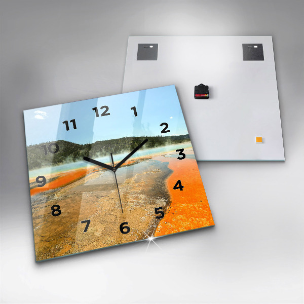 Wanduhr quadratisch mit motiv See mit Bergen