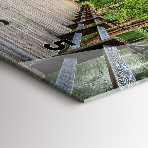 Wanduhr modern quadratisch Yosemite Holzbrücke