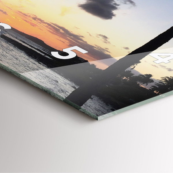 Wanduhr modern quadratisch Palme und Sonnenaufgang