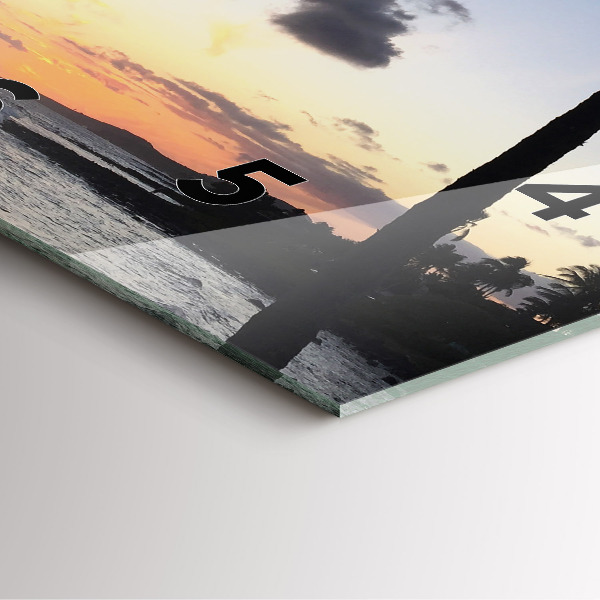 Wanduhr modern quadratisch Palme und Sonnenaufgang