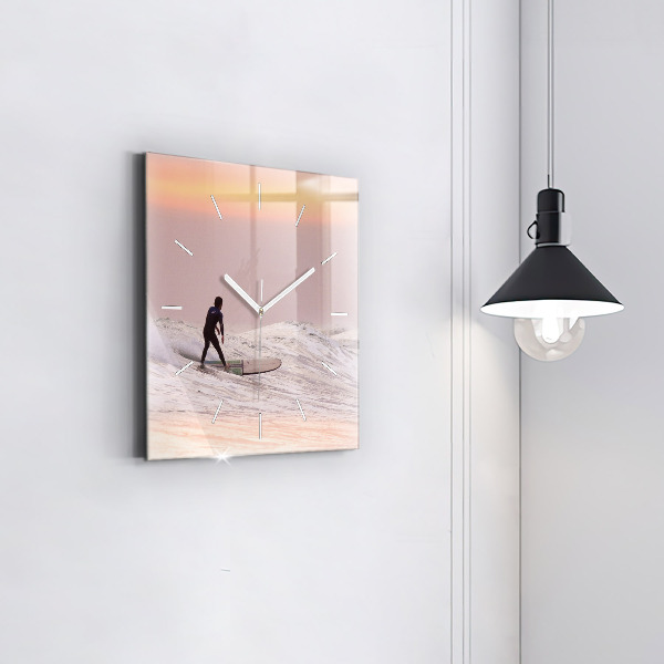 Wanduhr quadratisch Surfer auf Hawaii