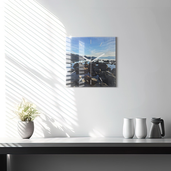 Wanduhr quadratisch Blick aufs Meer