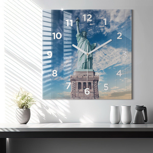 Wanduhr quadratisch mit motiv Freiheitsstatue New York