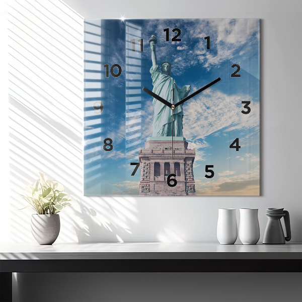 Wanduhr quadratisch mit motiv Freiheitsstatue New York