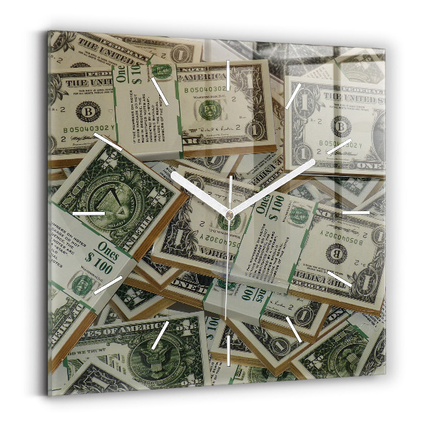 Wanduhr quadratisch mit motiv 1 US Dollar