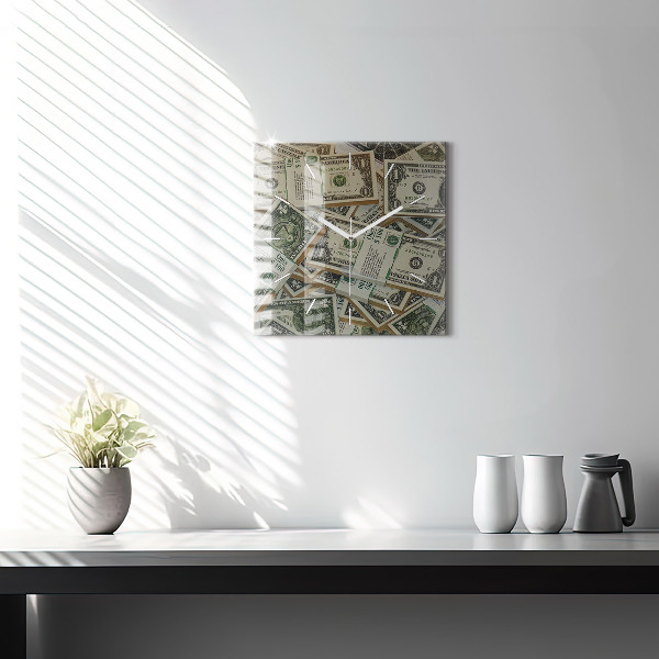 Wanduhr quadratisch mit motiv 1 US Dollar