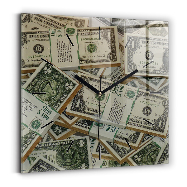 Wanduhr quadratisch mit motiv 1 US Dollar