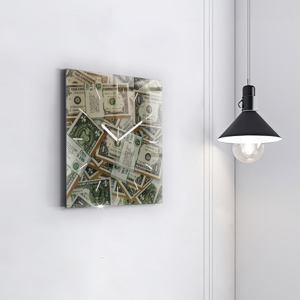Wanduhr quadratisch mit motiv 1 US Dollar