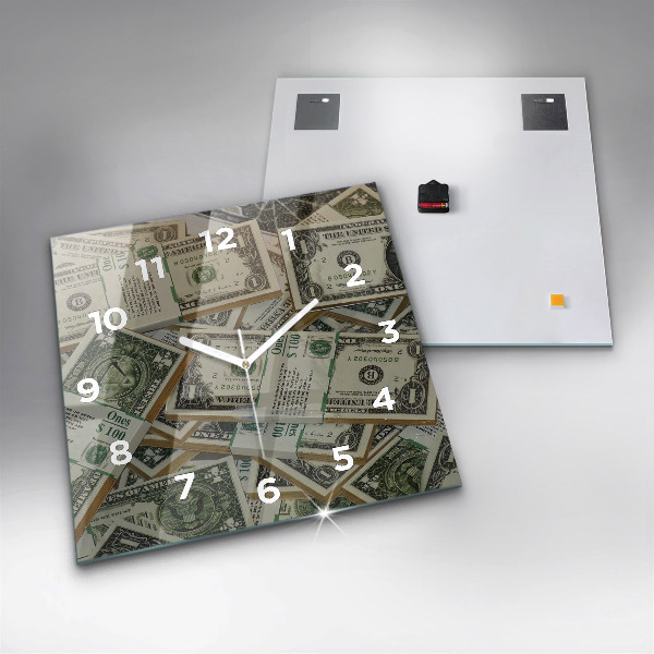 Wanduhr quadratisch mit motiv 1 US Dollar