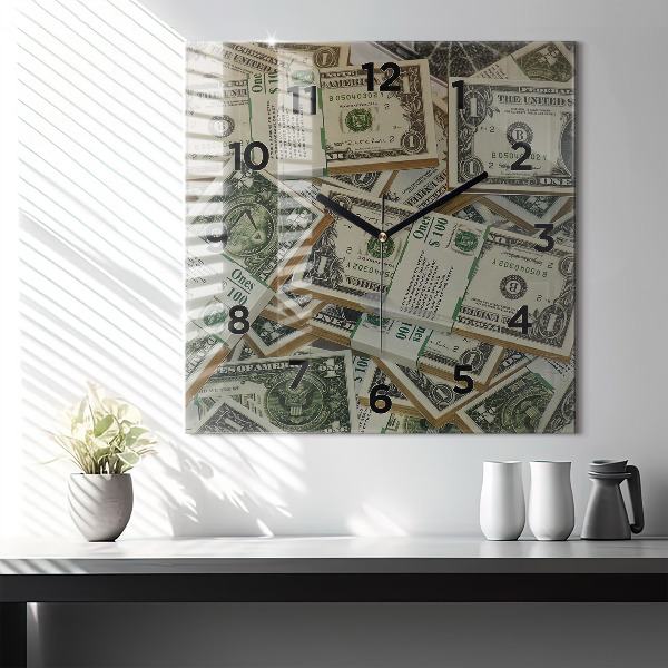 Wanduhr quadratisch mit motiv 1 US Dollar