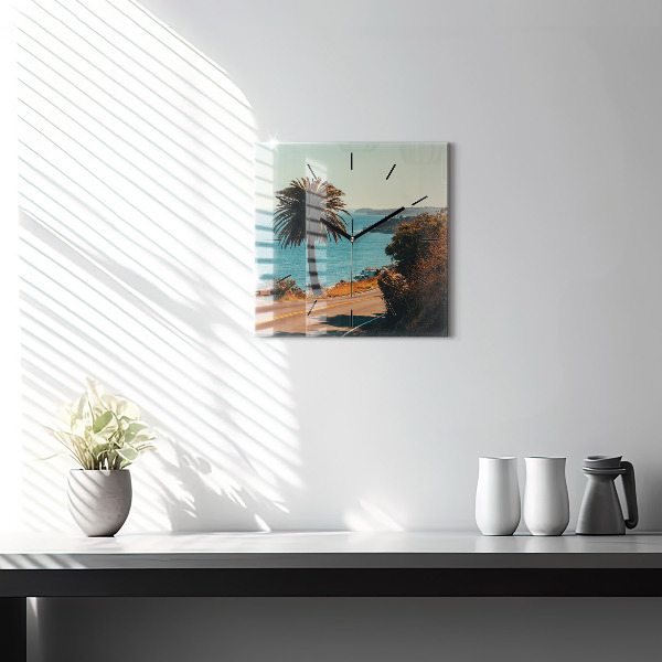 Wanduhr quadratisch Palmen in Malibu
